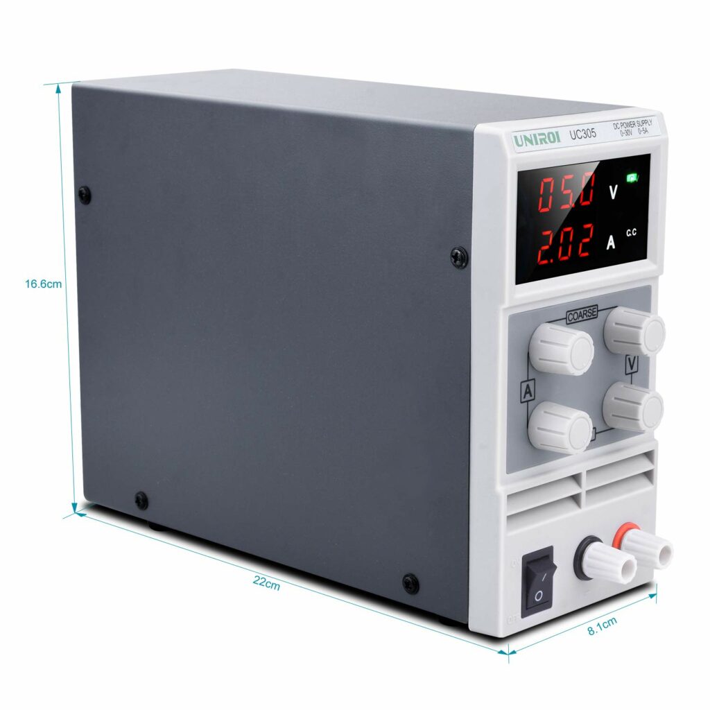RUZIZAO Alimentation de Laboratoire 30V 10A Réglable, Affichage LED à 4  Chiffres, Avec Port USB 5V/2A, Alimentation Reglable Stabilisée DC